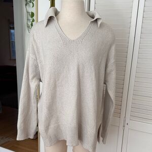 Ava & Viv Men's V-Neck Sweater in Light Beige